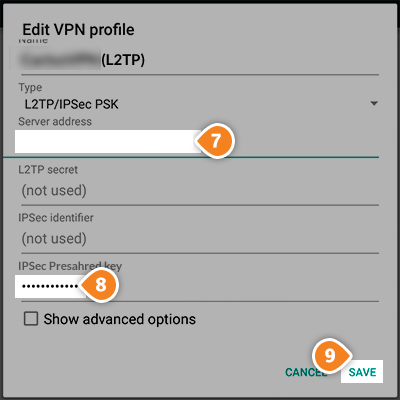 How to set up L2TP on Android Lollipop: Step 6