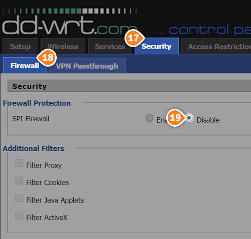 How to set up PPTP VPN on DD-WRT Routers without script: Step 2