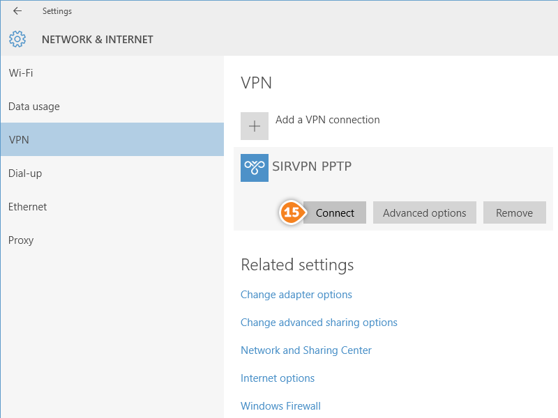 How to set up PPTP on Windows 10: Step 6