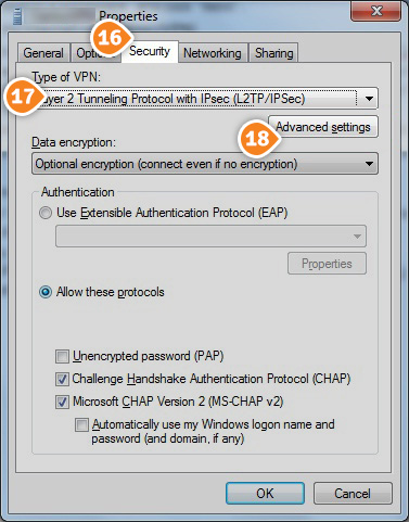How to set up L2TP on Windows 7: Step 10