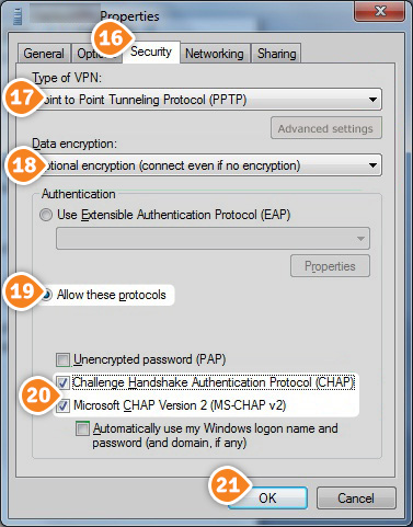 How to set up PPTP on Windows 7: Step 10