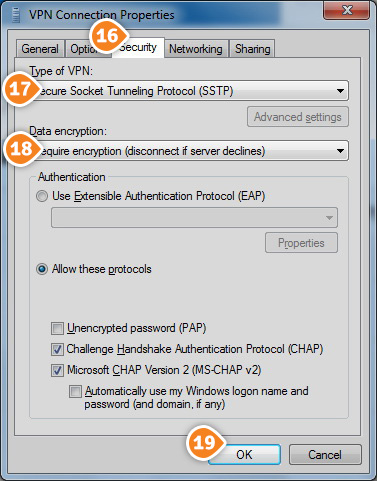 How to set up SSTP on Windows 7: Step 10