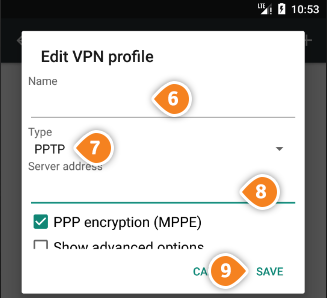 How to set up PPTP on Android Nougat: Step 6