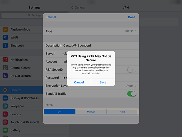 How to set up PPTP on iPad: Step 7