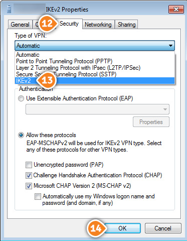 How to set up IKEv2 on Windows 8: Step 8